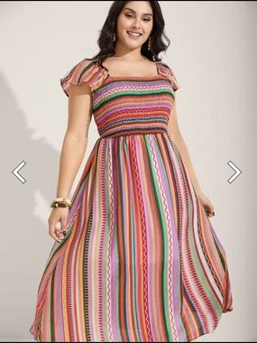 BloomChic Multicolor Striped Smocked Maxi Dress